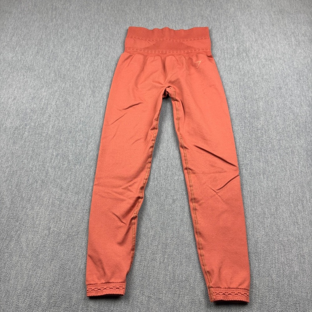Gymshark Leggings Women Small Orange Studio‎ Yoga Training Running Athletic 24"
